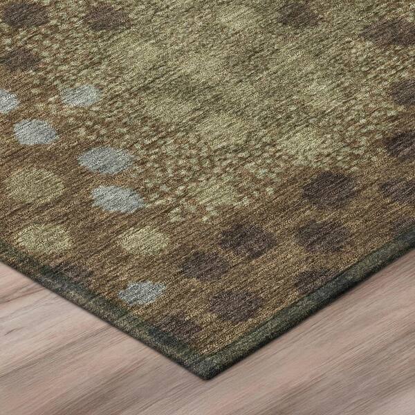 Chantille Machine Washable Indoor/Outdoor Abstract ACN2965 Brown 8 ft. x 8 ft. Round Rug