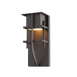 Stillwater 11-Watt 10.75 in. Bronze Integrated LED Aluminum Hardwired Outdoor Weather Resistant Barn Wall Sconce Light