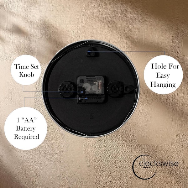 CLOCKSWISE 10 in. Round Quartz Wall Clock Non-Ticking Battery