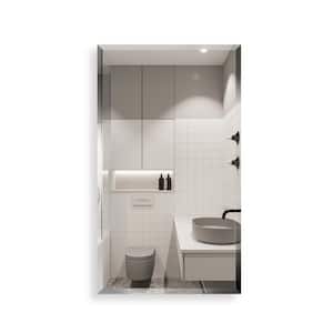 15 in. W x 26 in. H Medium Rectangular Silver Aluminum Recessed/Surface Mount Medicine Cabinet with Mirror and Beveled