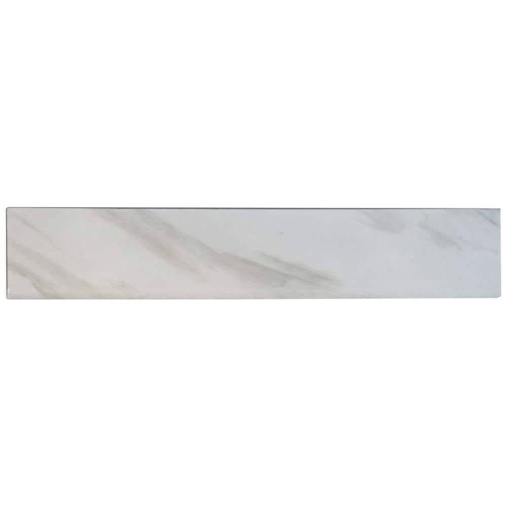 MSI Kolasus White Bullnose 3 in. x 24 in. Glossy Porcelain Wall Tile (2 ...