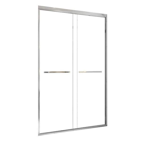 Mediterraneo 60 in. x 77.38 in. Semi-Frameless Traditional Sliding Shower Door in Chrome