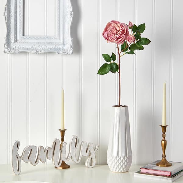 Nearly Natural 22 in. Artificial Rose Flower (Set of 6)