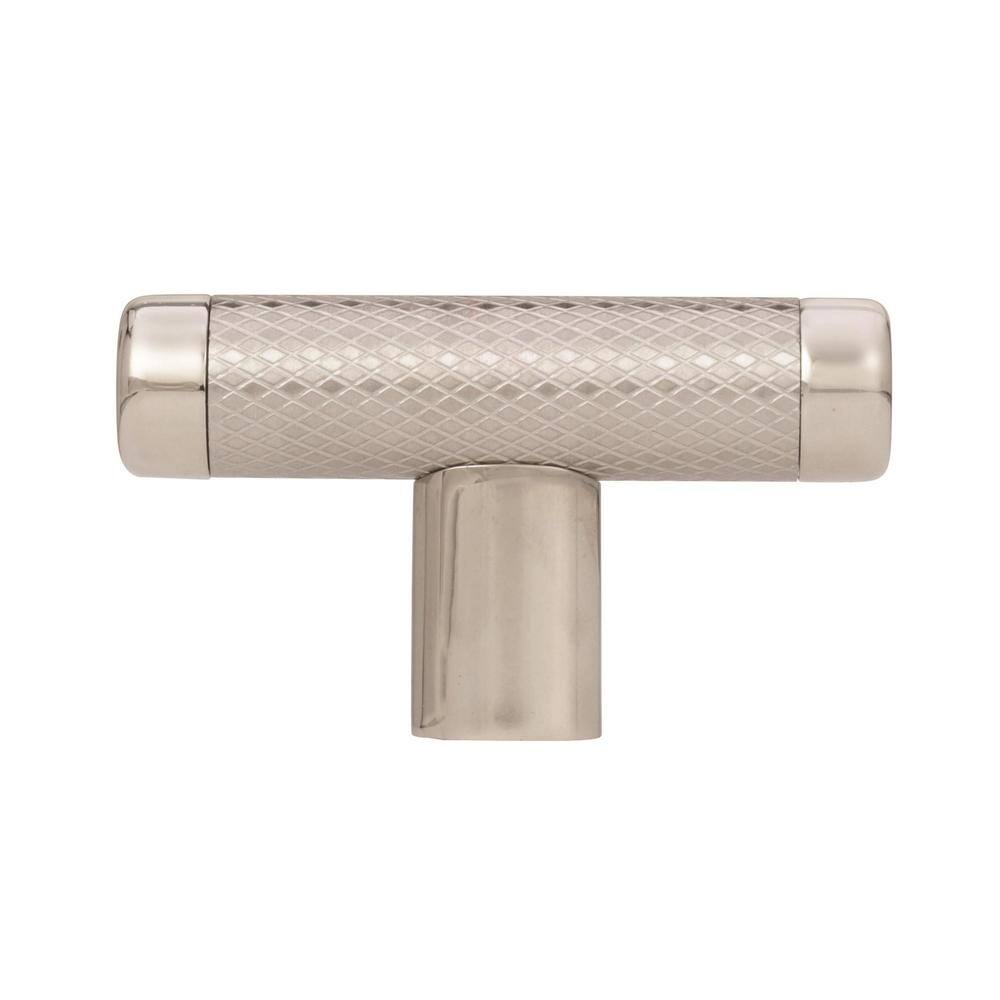 Polished Nickel T-Handle Cabinet Knob with Mounting Hardware