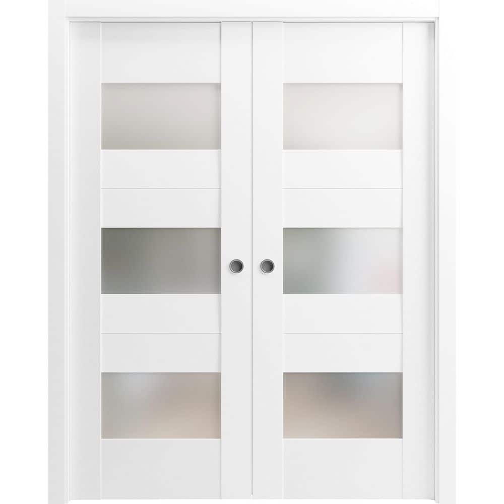 Assemble Required 64 in. x 96 in. 2-Panel White Finished Solid MDF Sliding Door with Hardware price history on PriceWatchPro