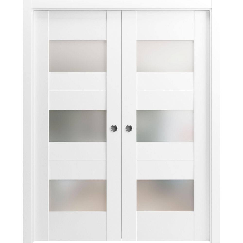 Assemble Required 72 in. x 84 in. 2-Panel White Finished Solid MDF Sliding Door with Hardware price history on PriceWatchPro