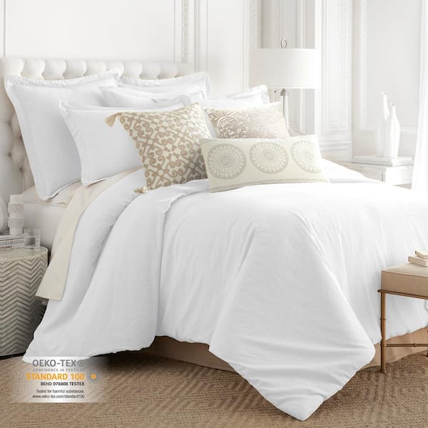 LEVTEX HOME Washed Linen White Full/Queen Duvet Cover Only L600DCQ