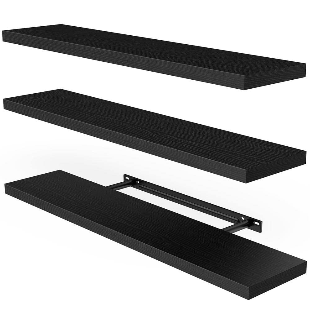 23.6 in. W x 6.7 in. D Black Floating Shelves for Wall, Decorative Wall She