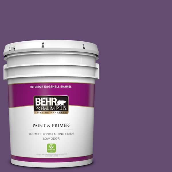 BEHR PREMIUM PLUS 5 gal. #S-G-670 Deep Violet Eggshell Enamel Low Odor Interior Paint & Primer