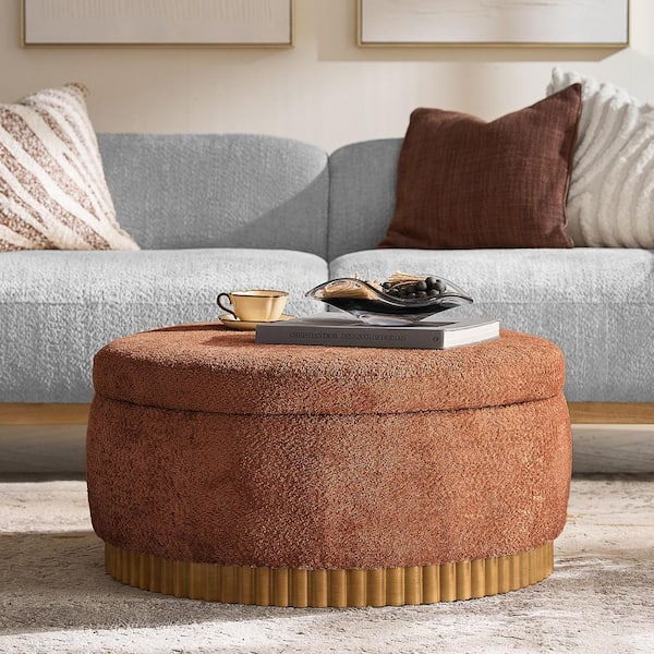 Kairos Rust Modern Polyester Round 35 in. Ottoman