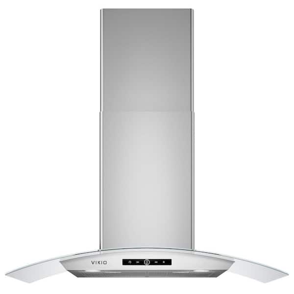36 in. 600 CFM Ductless Convertible Wall Mount Range Hood in Stainless Steel and Glass
