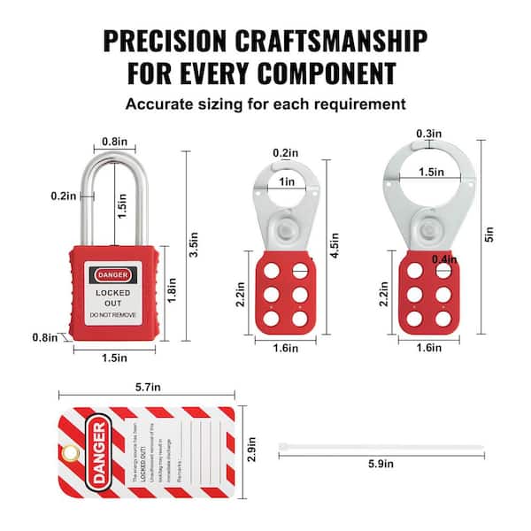 Lockout Tagout Locks Loto Tags Lockout Locks Keyed Different Loto Safety Padlocks Lock Out Tag Out Kit For Lockout Station (50locks/50tags, Red - View #8