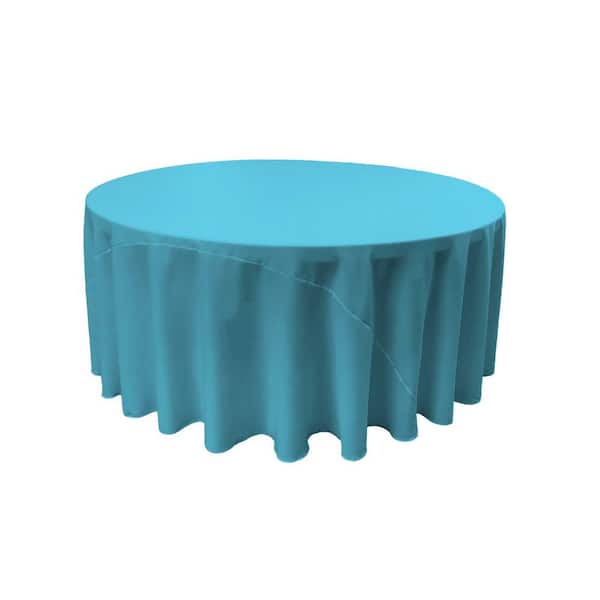LA Linen 120 in. Dark Turquoise Polyester Poplin Round Tablecloth