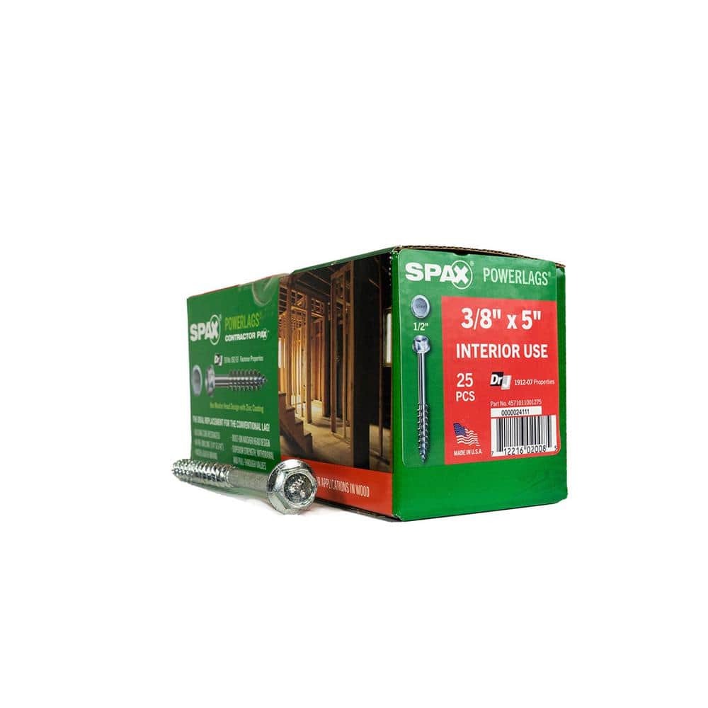 1/2 in. x 5 in. Interior Hex Head Structural Wood Lag Screws Powerlags Hex (25 Each) Bit Included price history on PriceWatchPro