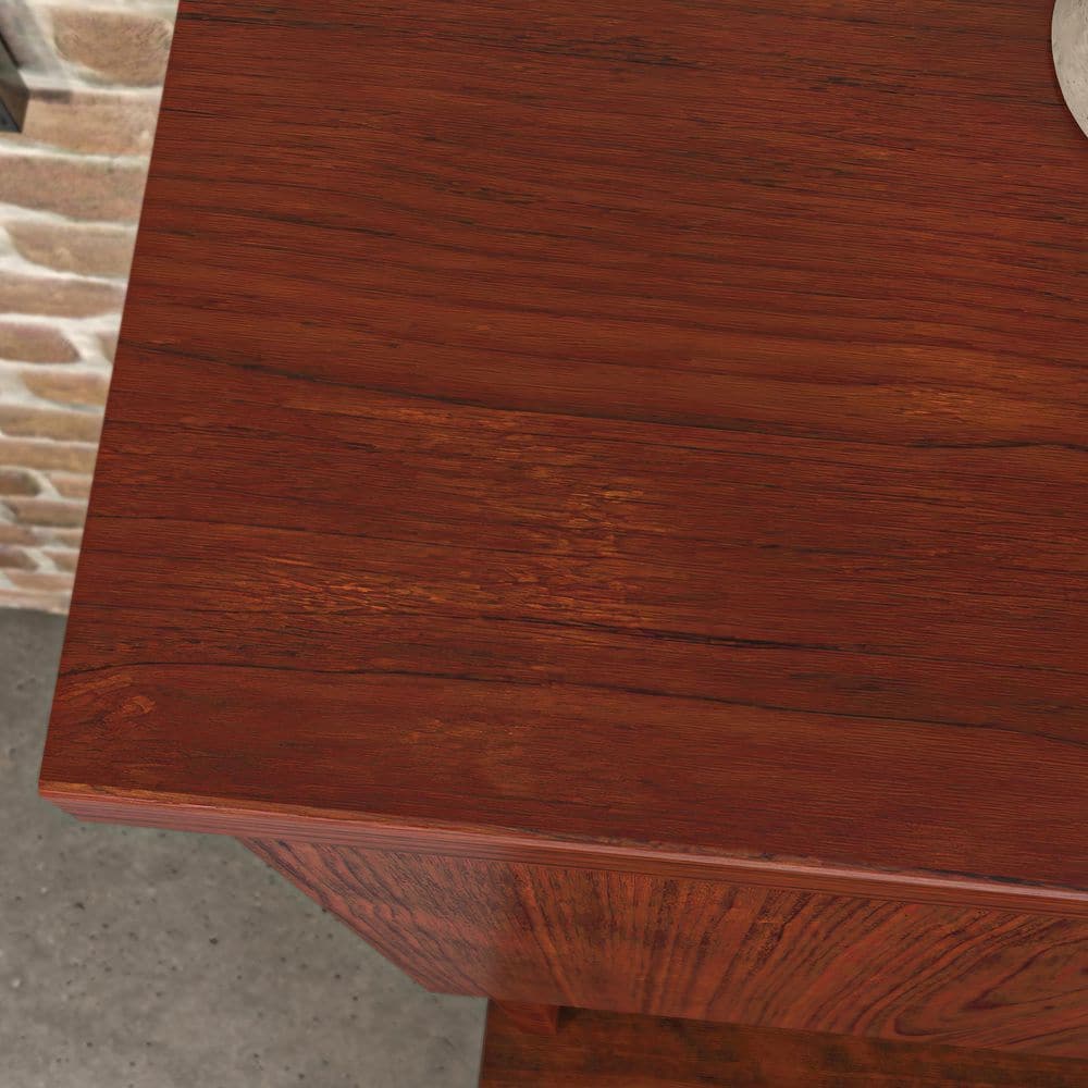 Classic Cherry Wood Grain Hutch with Adjustable Shelves and Cabinets