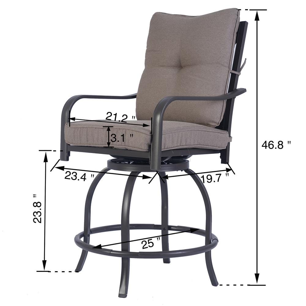 Beige Cushioned Swivel Counter Height Dining Chairs, Set of 2