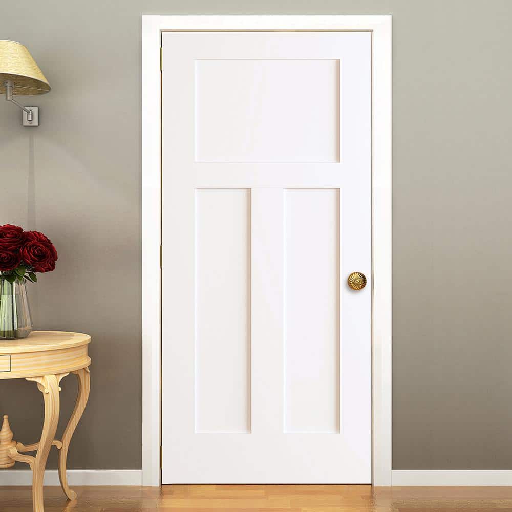 Primed White Solid Pine Shaker Panel Door 80 x 36