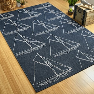 Amalie Navy 1 ft. 9 in. x 3 ft. Indoor/Outdoor Area Rug