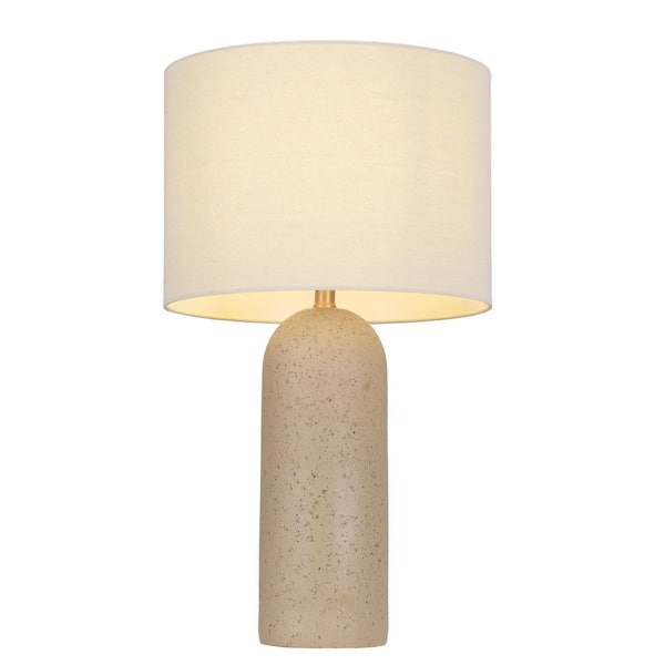 24.9 in. Brown Earthy Resin Table lamp with with White Linen Fabric Shade