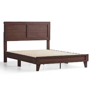 Lily Southern Oak Full Double Framed Wood Platform Bed with Headboard