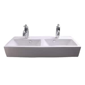 Windfield Double Bowl Wall-Mount Sink in White