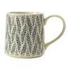 Set of 4 Black and Beige Ceramic Embossed Mugs