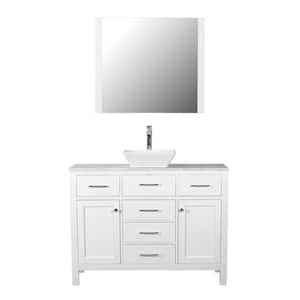 Laguna 48 in. W x 18 in. D x 41 in. H Single Sink Bath Vanity in White with White Top and Mirror