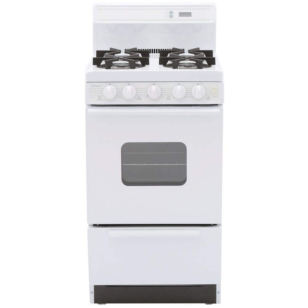 20 in. 2.42 cu. ft. Freestanding Gas Range with Sealed Burners in White