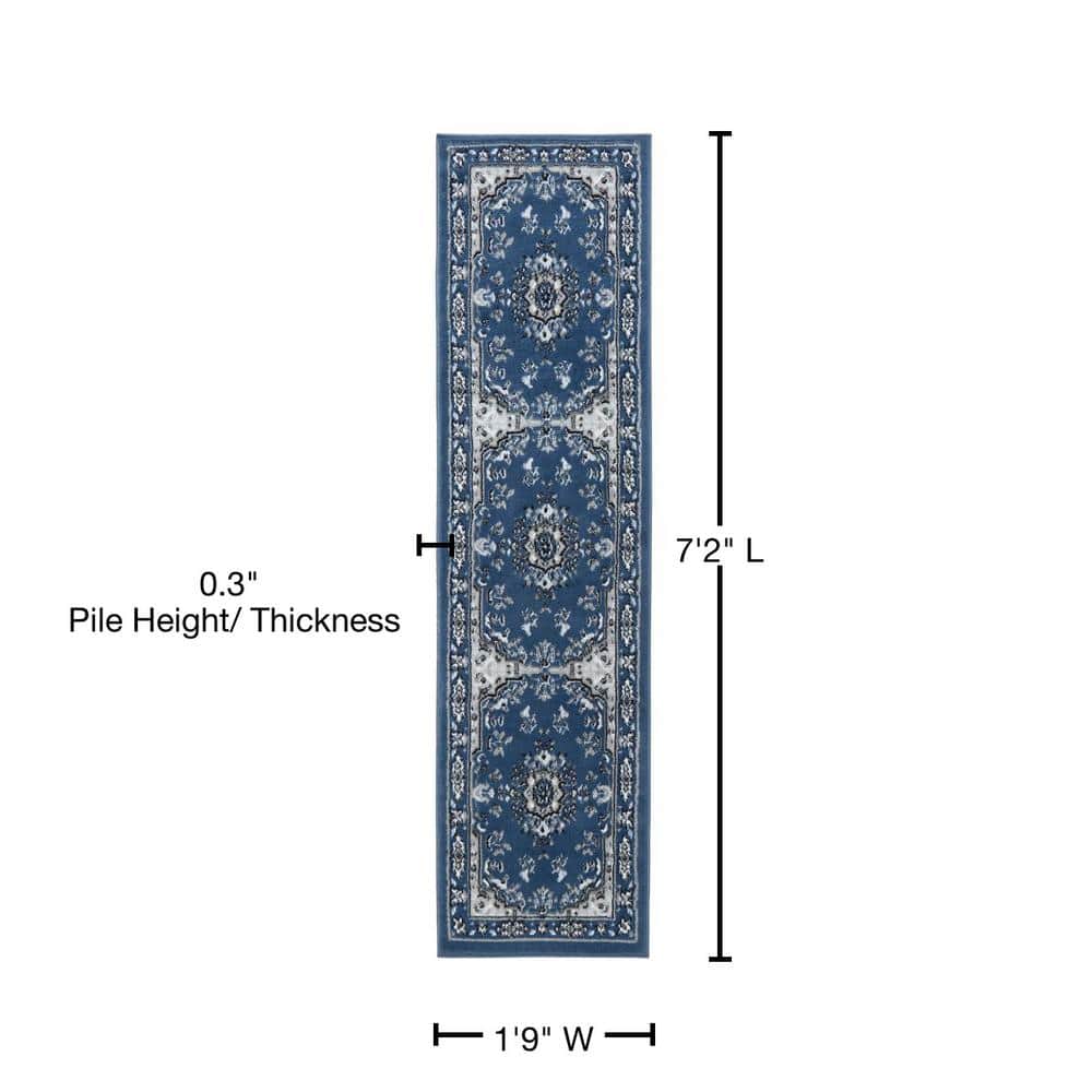 Midnight Blue Medallion Reversible Runner Rug