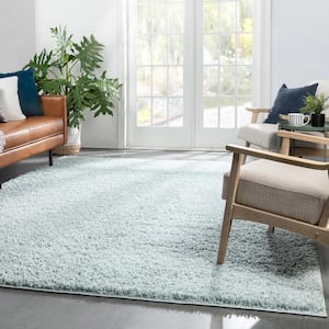Elle Basics Emerson Solid Shag Seafoam Green 5 ft. 3 in. x 7 ft. 3 in. Area Rug
