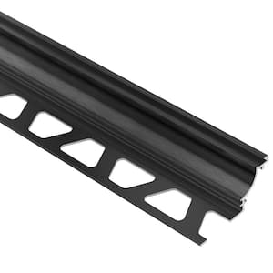 Dilex-AHK Brushed Graphite Anodized Aluminum 3/8 in. x 8 ft. 2-1/2 in. Metal Cove-Shaped Tile Edging Trim