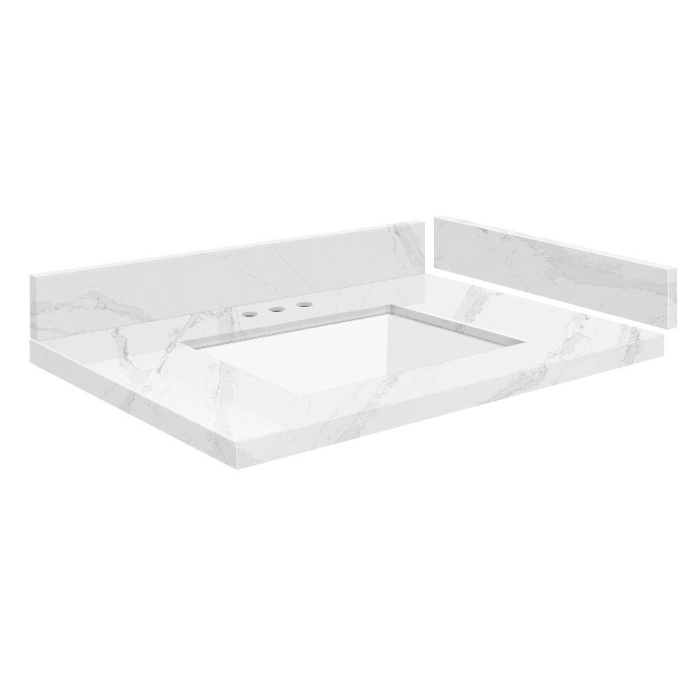Silestone 27.75 in. W x 22.25 in. D Quartz White Rectangular Single Sink Vanity Top in Calacatta Gold price history on PriceWatchPro