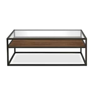 Addison 46 in. Blackened Bronze Large Rectangle Wood Coffee Table with Shelf