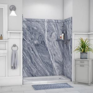 Royale 36 in. x 60 in. x 80 in. 11-Piece Easy Up Adhesive Alcove Bathtub/Shower Wall Surround in Beaumont