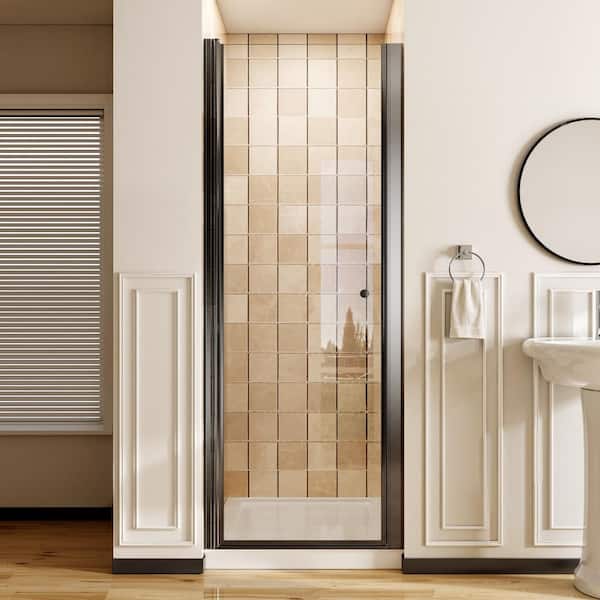 Matte Black Frameless Pivot Shower Door 6mm Clear SGCC Tempered Glass Explosion proof Film