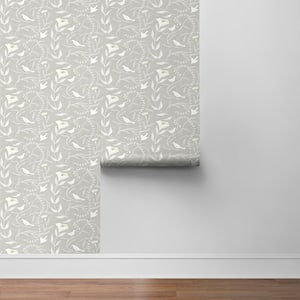 Birdsong Flax Vinyl Peel and Stick Wallpaper Roll (Cover 30.75 sq. ft.)}