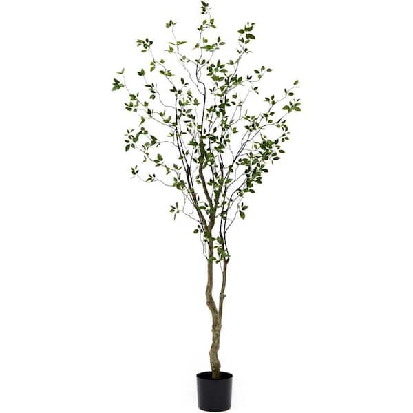8 ft. Artificial CItrus Tree in Black Pot, Artificial Indoor Home Decor Plant