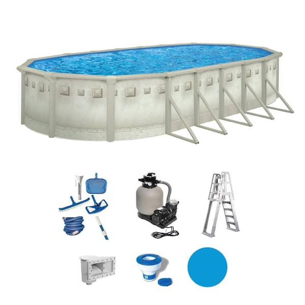 Palisades 12 ft. x 24 ft. Oval 52 in. Deep Above Ground Hard Sided Standard Pool Package