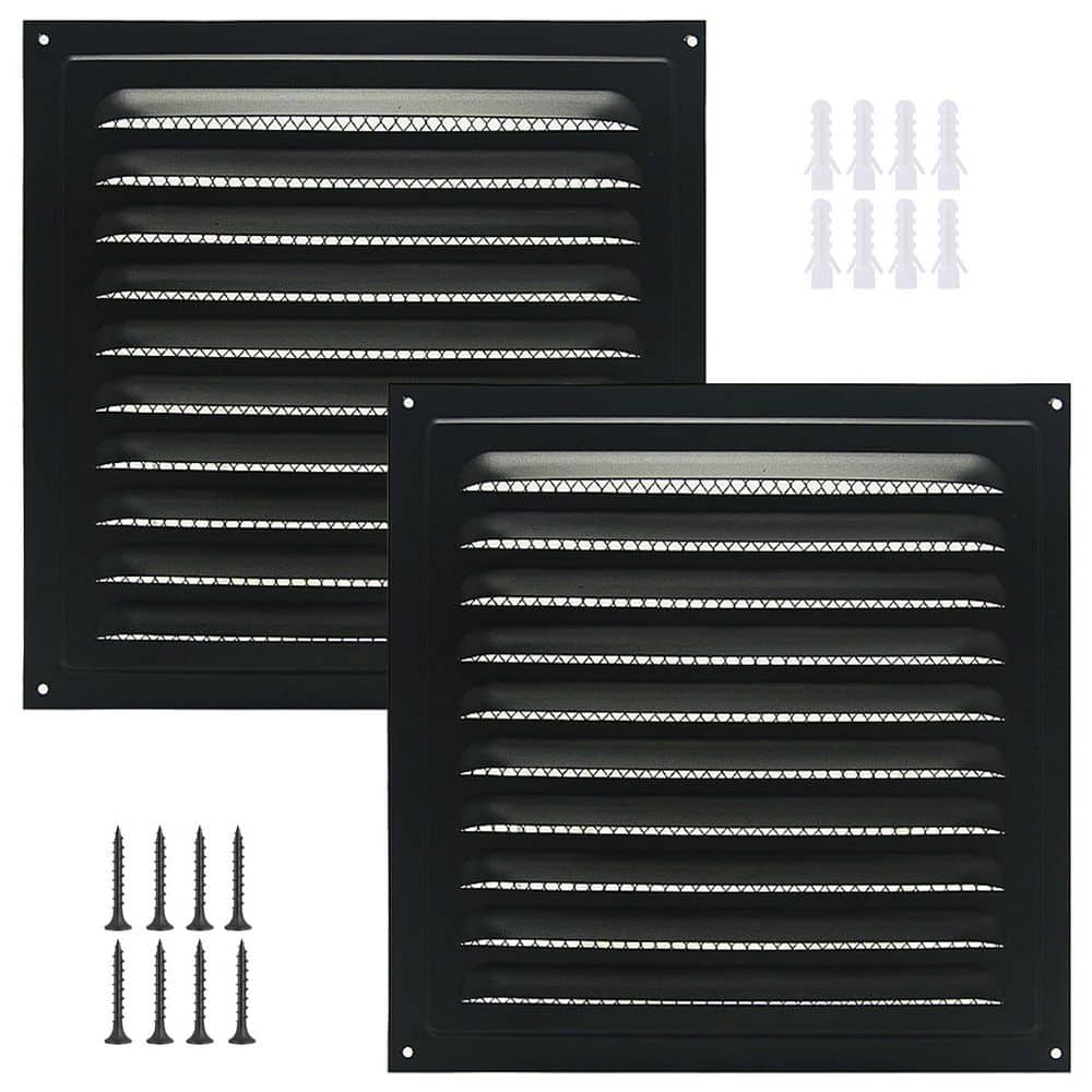 6 in. x 6 in. Black Aluminum Square Soffit Vent Grille with Built-in Insect Screen for Attic and Garage, (2-Pack) price history on PriceWatchPro