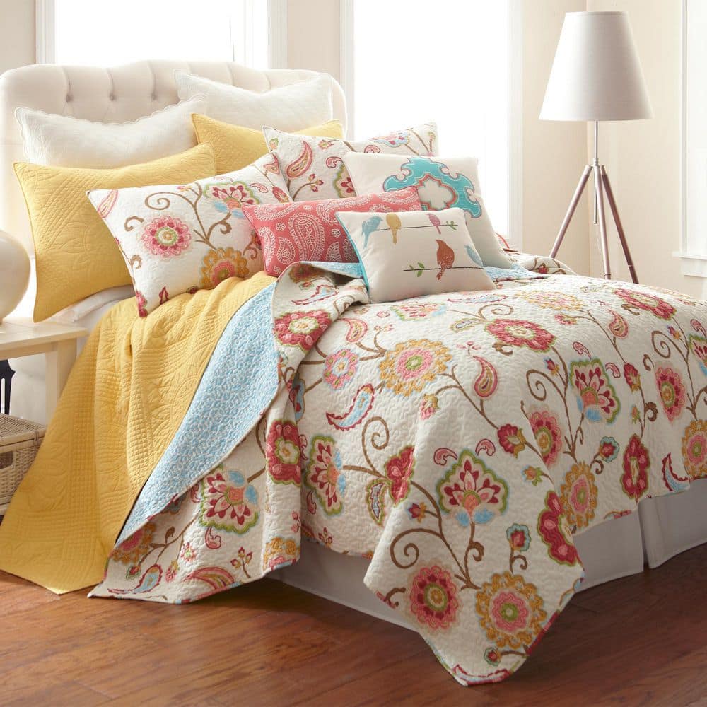 LEVTEX HOME Ashbury Spring 3-Piece Multi-color Floral Cotton Full