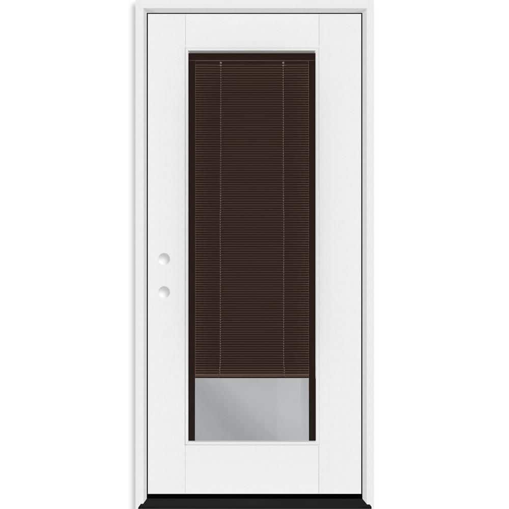 Legacy 28 in. x 77 in. Full Lite Clear Glass Mocha Miniblind RHIS White Finish Fiberglass Prehung Door w/6-9/16 in. Jamb price history on PriceWatchPro