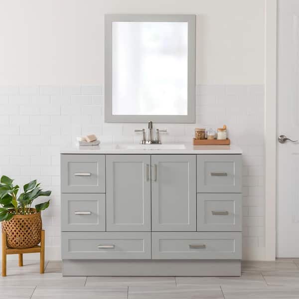 Glacier Bay Maybell 49 in. W x 19 in. D x 35 in. H Single Sink Bath Vanity in Pearl Gray with White Cultured Marble Top