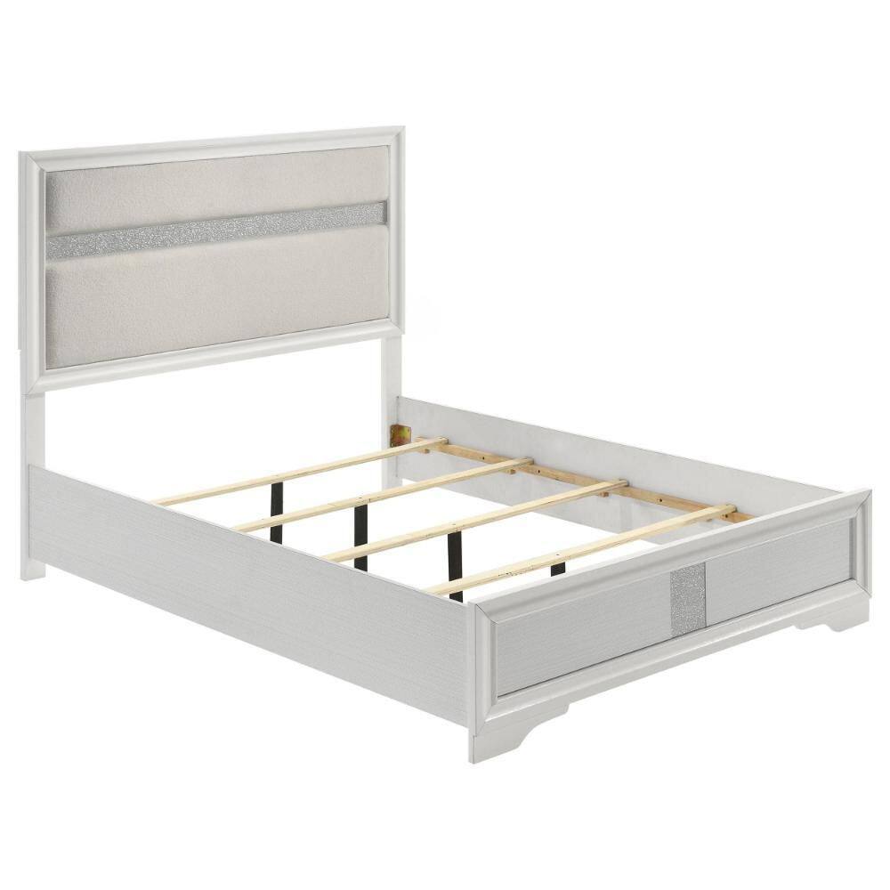 Vino White Hardwood Frame Queen Platform Bed with Panel Headboard price history on PriceWatchPro