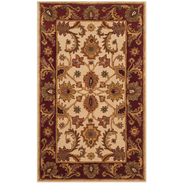 SAFAVIEH Classic Ivory/Red Doormat 2 ft. x 4 ft. Border Area Rug
