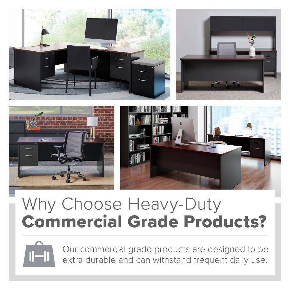 Mahogany Laminate and Charcoal Modular Desk Bridge