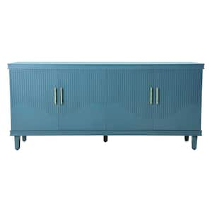 70.07 in. W x 15.75 in. D x 32.28 in. H Blue Linen Cabinet with 4-Doors