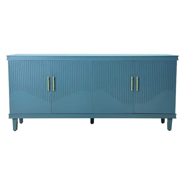 COWLOWN 70.07 in. W x 15.75 in. D x 32.28 in. H Blue Linen Cabinet with 4-Doors