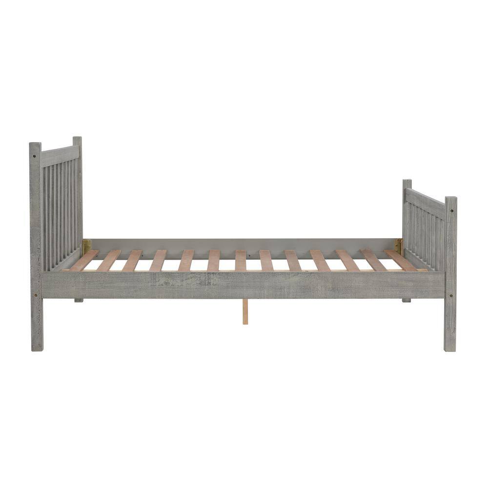 Driftwood Gray Pine Wood Full Platform Bed with Drawers