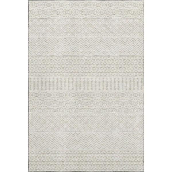 Mayfield Premium Machine Washable Abstract AMF939 Ivory 3 ft. x 4 ft. Area Rug