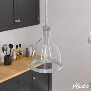 Van Nuys 1 light Brushed Nickel Island Pendant Light with Glass Shade Dining Room Light